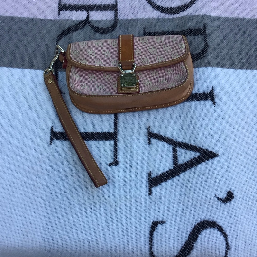 Dooney & Bourke Pink and Brown Monogram Wristlet